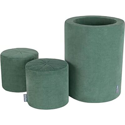 KiddyMoon Spielplatz Velvet Aus Schaumstoff Für Babys Spielbad Hindernisläufen, Fass/Puff/Puff, Waldgrün KiddyMoon Spielplatz Velvet Aus Schaumstoff Für Babys Spielbad Hindernisläufen, Fass/Puff/Puff, Waldgrün