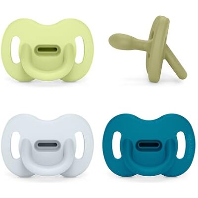SUAVINEX , Schnuller aus Silikon 4er-Pack, für Babys 6-18 Monate, Schnuller mit physiologischem Sauger Sx Pro, Symmetrisch, Superweich und Flexibel, Einschlafschnuller, Blau, Grün SUAVINEX , Schnuller aus Silikon 4er-Pack, für Babys 6-18 Monate, Schnuller mit physiologischem Sauger Sx Pro, Symmetrisch, Superweich und Flexibel, Einschlafschnuller, Blau, Grün