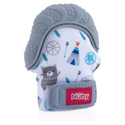 Nuby Silikon-Beißhandschuh, Baby Beißring beim Zahnen, ab 3 Monaten, Grau Nuby Silikon-Beißhandschuh, Baby Beißring beim Zahnen, ab 3 Monaten, Grau
