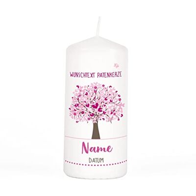 Striefchen ® Patenkerze mit persönlichem Aufruck/Geschenk für Paten Lebensbaum Rosa Striefchen ® Patenkerze mit persönlichem Aufruck/Geschenk für Paten Lebensbaum Rosa