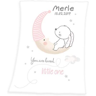 Wolimbo Soft-Peach Babydecke mit Namen personalisiert Motiv Kleiner Hase Besticktes Geschenk für Mädchen und Junge 75x100cm Wolimbo Soft-Peach Babydecke mit Namen personalisiert Motiv Kleiner Hase Besticktes Geschenk für Mädchen und Junge 75x100cm
