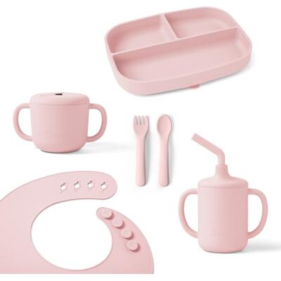 Ergobaby Kindergeschirr-Set Deluxe für Babys und Kleinkinder ab 6 Monaten, Baby Geschirrset mit 2 Bechern, Tablett, Lätzchen und Besteck, ohne BPA, PVC und Phthalaten, Blush Pink Ergobaby Kindergeschirr-Set Deluxe für Babys und Kleinkinder ab 6 Monaten, Baby Geschirrset mit 2 Bechern, Tablett, Lätzchen und Besteck, ohne BPA, PVC und Phthalaten, Blush Pink