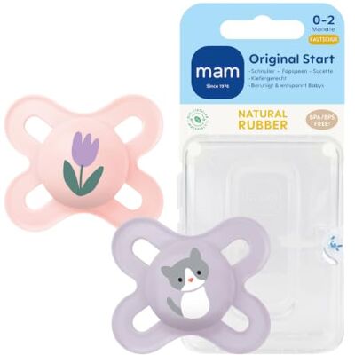 MAM Original Start Latexschnuller, 0-2 Monate, Rosa, 2 Stück Stillfreundlich & zahnfreundlich, extra klein & leicht, Naturkautschuk, inkl. Sterilisierbox MAM Original Start Latexschnuller, 0-2 Monate, Rosa, 2 Stück Stillfreundlich & zahnfreundlich, extra klein & leicht, Naturkautschuk, inkl. Sterilisierbox