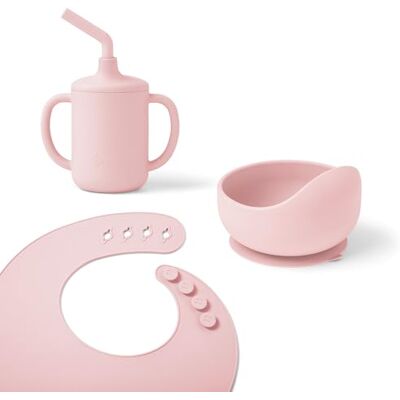 Ergobaby Kindergeschirr-Set Basic für Babys und Kleinkinder ab 6 Monaten, Baby Geschirrset mit Becher, Schale und Lätzchen, ohne BPA, PVC und Phthalaten, Blush Pink Ergobaby Kindergeschirr-Set Basic für Babys und Kleinkinder ab 6 Monaten, Baby Geschirrset mit Becher, Schale und Lätzchen, ohne BPA, PVC und Phthalaten, Blush Pink
