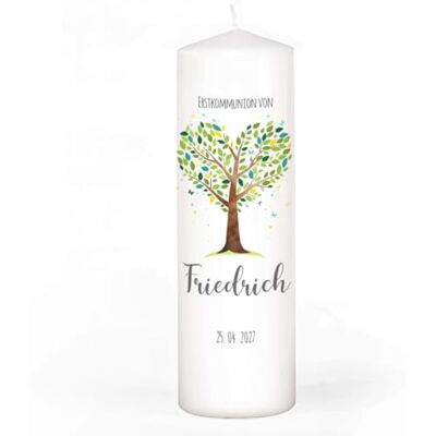 Striefchen ® personalisierbare Wachskerze für Taufe, Kommunion und Konfirmation, verschiedene Motive (Lebensbaum grün-türkis, 20 cm (H)) Striefchen ® personalisierbare Wachskerze für Taufe, Kommunion und Konfirmation, verschiedene Motive (Lebensbaum grün-türkis, 20 cm (H))