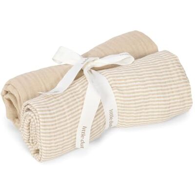 Little Dutch Mulltücher Swaddle Spucktücher Musselin 2er Set (70x70 cm) Baumwolle Soft Beige Pure Little Dutch Mulltücher Swaddle Spucktücher Musselin 2er Set (70x70 cm) Baumwolle Soft Beige Pure