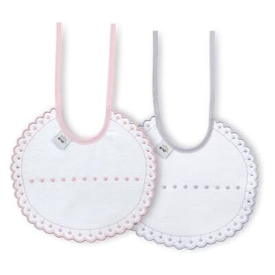 Baby Lätzchen - 100% Baumwolle Grau Rosa Baby Lätzchen - 100% Baumwolle Grau Rosa