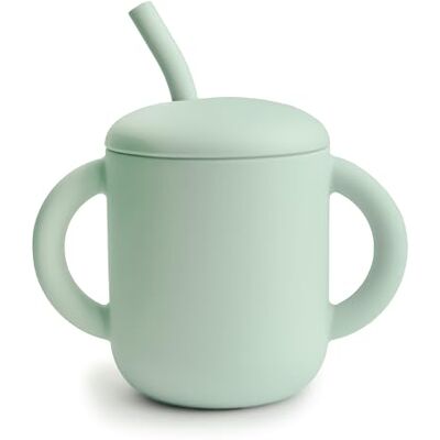 mushie Trinkbecher und Trinkhalm aus 100% Silikon, für Kleinkinder, ab 6 Monaten, Cambridge Blue mushie Trinkbecher und Trinkhalm aus 100% Silikon, für Kleinkinder, ab 6 Monaten, Cambridge Blue