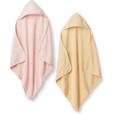 Amazon x Sofia Grainge Unisex Baby Badetuch Mit Kapuze, 2er-Pack, Blassgelb/Hellrosa, Einheitsgröße Amazon x Sofia Grainge Unisex Baby Badetuch Mit Kapuze, 2er-Pack, Blassgelb/Hellrosa, Einheitsgröße