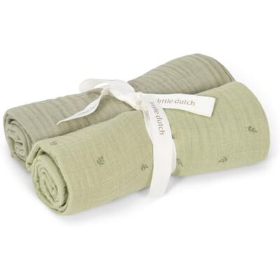 Little Dutch Mulltücher Swaddle Spucktücher Musselin 2er Set (70x70 cm) Baumwolle Sage grün Pure Little Dutch Mulltücher Swaddle Spucktücher Musselin 2er Set (70x70 cm) Baumwolle Sage grün Pure