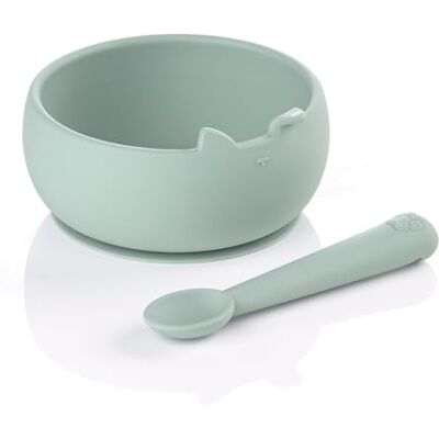 Jane Jané Silikon Baby Schüssel mit Saugnapf und Löffel, BPA-frei, Mikrowellengeeignet, Baby Geschirr Set, Farbe Grün Jane Jané Silikon Baby Schüssel mit Saugnapf und Löffel, BPA-frei, Mikrowellengeeignet, Baby Geschirr Set, Farbe Grün