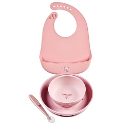 Nattou Mealtime Bär Geschirrset für Kinder aus Silikon 4-teilig Kindergeschirr Kinderteller Schüssel Becher Löffel rutschfest BPA-frei Rosa Nattou Mealtime Bär Geschirrset für Kinder aus Silikon 4-teilig Kindergeschirr Kinderteller Schüssel Becher Löffel rutschfest BPA-frei Rosa