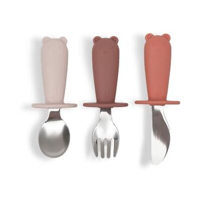 Jollein Kinderbesteck Silikon & Edelstahl BPA-Frei Besteck Set Baby & Kleinkind Lernbesteck mit Gabel & Löffel Rutschfester Griff Blush Shades Jollein Kinderbesteck Silikon & Edelstahl BPA-Frei Besteck Set Baby & Kleinkind Lernbesteck mit Gabel & Löffel Rutschfester Griff Blush Shades