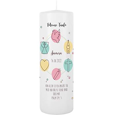 Striefchen ® Taufkerze, 25 cm Höhe, verschiedene Motive, mit Ihren Wunschdaten personalisiert christliche Symbole Striefchen ® Taufkerze, 25 cm Höhe, verschiedene Motive, mit Ihren Wunschdaten personalisiert christliche Symbole