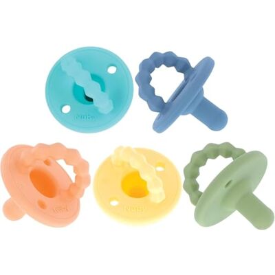 Nuby Softees – 100% Silikon-Schnuller für Babys – Beißring – 5er-Pack – Ab der Geburt – Beruhigt das Baby Nuby Softees – 100% Silikon-Schnuller für Babys – Beißring – 5er-Pack – Ab der Geburt – Beruhigt das Baby