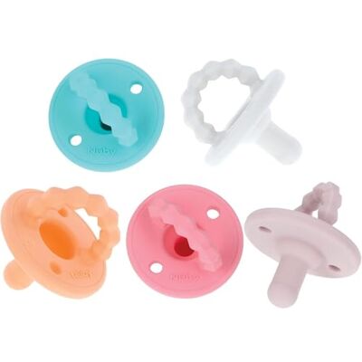 Nuby Softees Baby-Schnuller aus 100% Silikon, 5er-Pack, ab Geburt, Mädchen Nuby Softees Baby-Schnuller aus 100% Silikon, 5er-Pack, ab Geburt, Mädchen