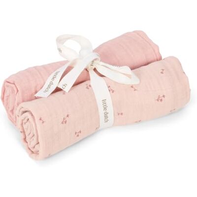 Little Dutch Mulltücher Swaddle Spucktücher Musselin 2er Set (70x70 cm) Baumwolle Pure Blossom rosa Little Dutch Mulltücher Swaddle Spucktücher Musselin 2er Set (70x70 cm) Baumwolle Pure Blossom rosa