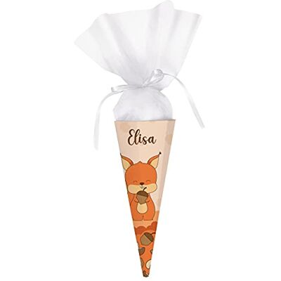 Striefchen ® Schultüte für Mädchen mit Namen zur Schuleinführung Zuckertüte Eichhörnchen 28 cm Striefchen ® Schultüte für Mädchen mit Namen zur Schuleinführung Zuckertüte Eichhörnchen 28 cm