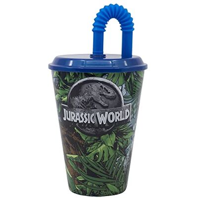 Stor WIEDERVERWENDBARER KINDERBECHER MIT STROHHALM AUS BPA-FREIEM KUNSTSTOFF 430 ML JURASSIC WORLD FRANCHISE Stor WIEDERVERWENDBARER KINDERBECHER MIT STROHHALM AUS BPA-FREIEM KUNSTSTOFF 430 ML JURASSIC WORLD FRANCHISE