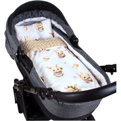 Babylux Babydecke Minky PLÜSCH Kuscheldecke 75x60cm + Kissen 35x30cm 2-TLG Set für Kinderwagen, Wiege, Babyschale, Neugeborene (MP150 Beige + Häschen) Babylux Babydecke Minky PLÜSCH Kuscheldecke 75x60cm + Kissen 35x30cm 2-TLG Set für Kinderwagen, Wiege, Babyschale, Neugeborene (MP150 Beige + Häschen)