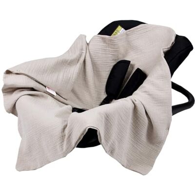 Babylux Einschlagdecke für Babyschale Autositz 80x80 cm – Sommer Babydecke aus Musselin Baumwolle – Atmungsaktiv, mit Gurtschlitzen (Natural) Babylux Einschlagdecke für Babyschale Autositz 80x80 cm – Sommer Babydecke aus Musselin Baumwolle – Atmungsaktiv, mit Gurtschlitzen (Natural)