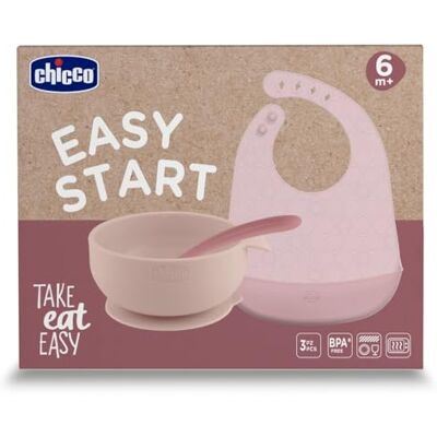 Chicco Babynahrungs-Set aus Silikon, Easy Start 6 m+, 3-teiliges Set mit Saugnapf, rutschfest, Lätzchen mit Auffangtasche und Löffel, weich, 100% lebensmittelechtes Silikon, BPA-frei Chicco Babynahrungs-Set aus Silikon, Easy Start 6 m+, 3-teiliges Set mit Saugnapf, rutschfest, Lätzchen mit Auffangtasche und Löffel, weich, 100% lebensmittelechtes Silikon, BPA-frei