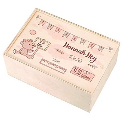 Striefchen ® Holzbox zur Erinnerung an das erste Babyjahr oder als Geschenk zur Geburt mit Namen des Kindes und Geburtsdaten bedruckt Mädchen Striefchen ® Holzbox zur Erinnerung an das erste Babyjahr oder als Geschenk zur Geburt mit Namen des Kindes und Geburtsdaten bedruckt Mädchen