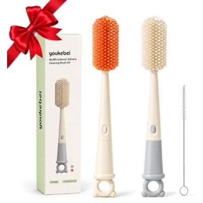 Qibivfo 2er Set Silikon-Flaschenbürsten, 4-in-1 für Babyflaschen, Orange/Grau Mit Strohhalm-, Sauger- und Deckelrandbürste; abnehmbar, flexibel und schonend für Flaschen, Becher und enge Stellen. Qibivfo 2er Set Silikon-Flaschenbürsten, 4-in-1 für Babyflaschen, Orange/Grau Mit Strohhalm-, Sauger- und Deckelrandbürste; abnehmbar, flexibel und schonend für Flaschen, Becher und enge Stellen.