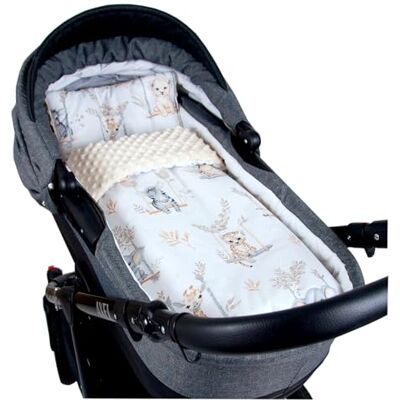 Babylux Babydecke Minky PLÜSCH Kuscheldecke 75x60cm + Kissen 35x30cm 2-TLG Set für Kinderwagen, Wiege, Babyschale, Neugeborene (MP139 Ecru + Tiere auf der Schaukel) Babylux Babydecke Minky PLÜSCH Kuscheldecke 75x60cm + Kissen 35x30cm 2-TLG Set für Kinderwagen, Wiege, Babyschale, Neugeborene (MP139 Ecru + Tiere auf der Schaukel)