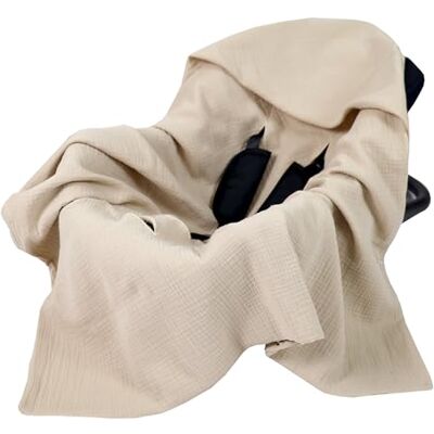 Babylux Musselin Einschlagdecke mit Kapuze – 90x90 cm – Sommer Babydecke für Autositz & Babyschale – 100% Baumwolle – Atmungsaktiv & Leicht (Beige) Babylux Musselin Einschlagdecke mit Kapuze – 90x90 cm – Sommer Babydecke für Autositz & Babyschale – 100% Baumwolle – Atmungsaktiv & Leicht (Beige)