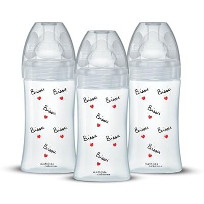 Dodie Mathilde Cabanas Anti-Colic Babyflasche, flacher Sauger, 270 ml, 3 Stück Dodie Mathilde Cabanas Anti-Colic Babyflasche, flacher Sauger, 270 ml, 3 Stück
