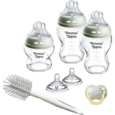 Tommee Tippee Natural Start Starterset aus Glas, Neugeborene, 150-ml- und 250-ml-Anti-Kolik-Babyflaschen mit Besonders langsamer und Langsamsauger, brustähnliche Sauger, selbststerilisierend Tommee Tippee Natural Start Starterset aus Glas, Neugeborene, 150-ml- und 250-ml-Anti-Kolik-Babyflaschen mit Besonders langsamer und Langsamsauger, brustähnliche Sauger, selbststerilisierend