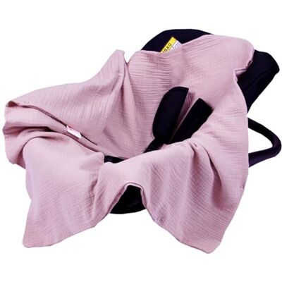Babylux Einschlagdecke für Babyschale Autositz 80x80 cm – Sommer Babydecke aus Musselin Baumwolle – Atmungsaktiv, mit Gurtschlitzen (Rosa) Babylux Einschlagdecke für Babyschale Autositz 80x80 cm – Sommer Babydecke aus Musselin Baumwolle – Atmungsaktiv, mit Gurtschlitzen (Rosa)