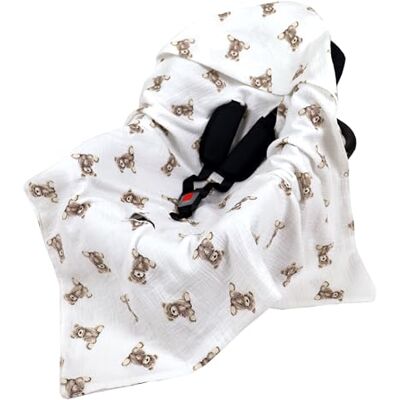 Babylux Musselin Einschlagdecke mit Kapuze – 90x90 cm – Sommer Babydecke für Autositz & Babyschale – 100% Baumwolle – Atmungsaktiv & Leicht (D6. Bär) Babylux Musselin Einschlagdecke mit Kapuze – 90x90 cm – Sommer Babydecke für Autositz & Babyschale – 100% Baumwolle – Atmungsaktiv & Leicht (D6. Bär)