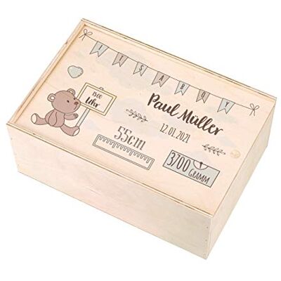 Striefchen ® Holzbox zur Erinnerung an das erste Babyjahr oder als Geschenk zur Geburt mit Namen des Kindes und Geburtsdaten bedruckt Jungen Striefchen ® Holzbox zur Erinnerung an das erste Babyjahr oder als Geschenk zur Geburt mit Namen des Kindes und Geburtsdaten bedruckt Jungen