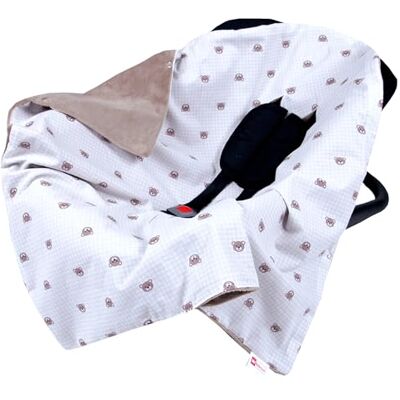 Babylux Einschlagdecke 80x80 cm für Babyschale & Autositz – Wende-Decke aus Plüsch & Baumwolle, mit Gurtschlitzen (154. Coffee + Bär) Babylux Einschlagdecke 80x80 cm für Babyschale & Autositz – Wende-Decke aus Plüsch & Baumwolle, mit Gurtschlitzen (154. Coffee + Bär)