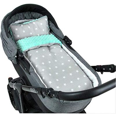 Babylux Babydecke Minky PLÜSCH Kuscheldecke Decke 75 x 60 cm + Kissen 2 TLG Set für Kinderwagen/Wiege (MP91 Minze + Sterne Grau) Babylux Babydecke Minky PLÜSCH Kuscheldecke Decke 75 x 60 cm + Kissen 2 TLG Set für Kinderwagen/Wiege (MP91 Minze + Sterne Grau)