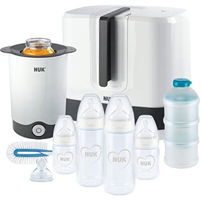NUK First Choice+ Complete Komplettes Fütterungsset Vario Express sterilisator, 4x babyflaschen, 1x Babyflaschensauger, flaschenwärmer und mehr Herz (neutral) 9 stück NUK First Choice+ Complete Komplettes Fütterungsset Vario Express sterilisator, 4x babyflaschen, 1x Babyflaschensauger, flaschenwärmer und mehr Herz (neutral) 9 stück
