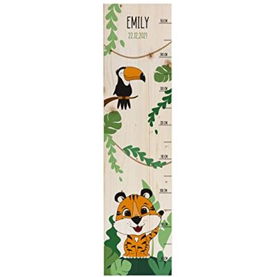 Striefchen ® Messlatte für Kinder mit Namen aus Holz für Kinderzimmer mit niedlichen Motiven Messleiste Tiger Striefchen ® Messlatte für Kinder mit Namen aus Holz für Kinderzimmer mit niedlichen Motiven Messleiste Tiger