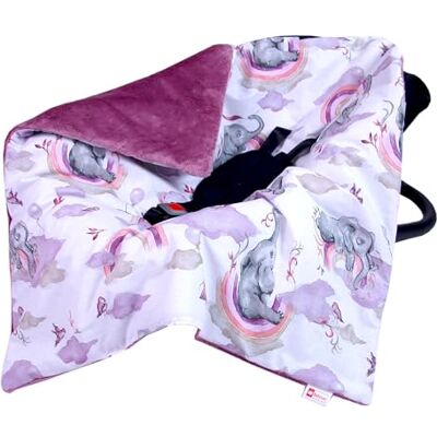 Babylux Einschlagdecke 80x80 cm für Babyschale & Autositz – Wende-Decke aus Plüsch & Baumwolle, mit Gurtschlitzen (125 Altrosa + Elefanten) Babylux Einschlagdecke 80x80 cm für Babyschale & Autositz – Wende-Decke aus Plüsch & Baumwolle, mit Gurtschlitzen (125 Altrosa + Elefanten)