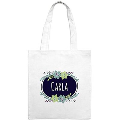 printplanet Jutebeutel mit Namen Carla Motiv Flowers Farbe weiß Stoffbeutel, Jutesack, Hipster, Beutel printplanet Jutebeutel mit Namen Carla Motiv Flowers Farbe weiß Stoffbeutel, Jutesack, Hipster, Beutel