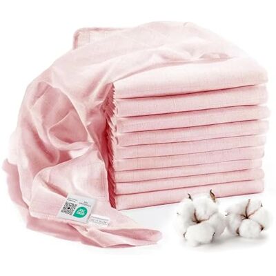 MAKIAN Mullwindeln/Spucktücher 10er Pack, 80x80 cm, (Oeko-TEX® Standard 100 geprüft, maschinenwaschbar) doppelt gewebte Stoffwindeln/Mulltücher mit verstärkter Umrandung Puder Rosa MAKIAN Mullwindeln/Spucktücher 10er Pack, 80x80 cm, (Oeko-TEX® Standard 100 geprüft, maschinenwaschbar) doppelt gewebte Stoffwindeln/Mulltücher mit verstärkter Umrandung Puder Rosa