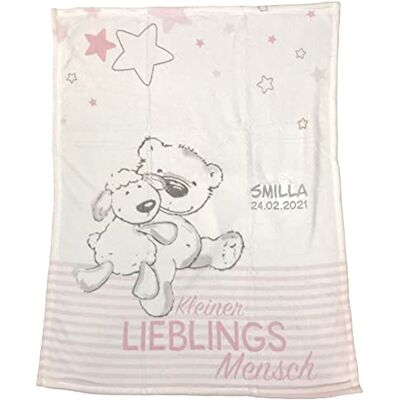 Wolimbo Babydecke mit Namen personalisiert Motiv Lieblingsmensch rosa Besticktes Geschenk für Mädchen und Junge Wolimbo Babydecke mit Namen personalisiert Motiv Lieblingsmensch rosa Besticktes Geschenk für Mädchen und Junge