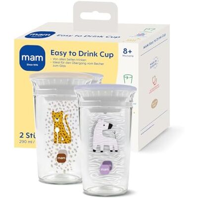 MAM Easy to Drink Cup 360° Trinklernbecher ab 8+ Mon Auslaufsicherer Silikoneinsatz mit Ventil BPA- & BPS-frei leicht zu reinigen Baby & Kinder Trinkbecher 290 ml Zebra/Leopard 2 Stück MAM Easy to Drink Cup 360° Trinklernbecher ab 8+ Mon Auslaufsicherer Silikoneinsatz mit Ventil BPA- & BPS-frei leicht zu reinigen Baby & Kinder Trinkbecher 290 ml Zebra/Leopard 2 Stück