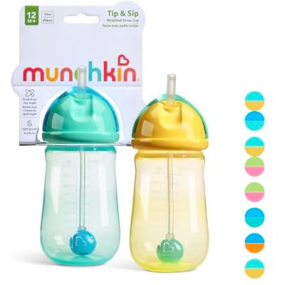 Munchkin Babyflasche mit Strohhalm Tip and Sip 2er-Pack 12m+ 296 ml Blau/Gelb Munchkin Babyflasche mit Strohhalm Tip and Sip 2er-Pack 12m+ 296 ml Blau/Gelb