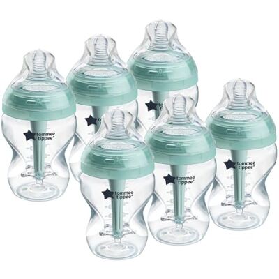 Tommee Tippee Natural Start Anti-Kolik-Babyflaschen (260ml), brustähnlicher Sauger, Anti-Kolikventil, selbst sterilisierend, Zubehör, 6er-Pack Tommee Tippee Natural Start Anti-Kolik-Babyflaschen (260ml), brustähnlicher Sauger, Anti-Kolikventil, selbst sterilisierend, Zubehör, 6er-Pack