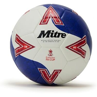 Mitre Adult Unisex FA Cup Train 2526 Fußballl, Weiß/Blau/Rot, 4 Mitre Adult Unisex FA Cup Train 2526 Fußballl, Weiß/Blau/Rot, 4