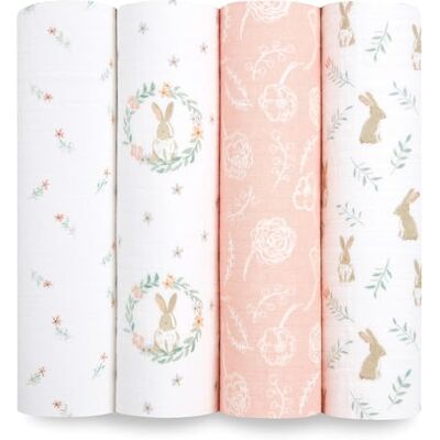 aden + anais ™ Essentials Baumwoll-Musselin-Pucktuch Blushing Bunnies in 4er-Packung aden + anais ™ Essentials Baumwoll-Musselin-Pucktuch Blushing Bunnies in 4er-Packung