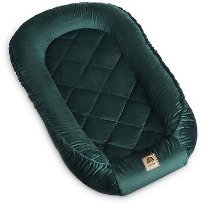 PIMKO Nestchen Baby Set mit Tragegriff Multifunktionales Babynest für Unterwegs Bequemes Babynestchen Neugeborene aus atmungsaktiver Velvet Royalgrün PIMKO Nestchen Baby Set mit Tragegriff Multifunktionales Babynest für Unterwegs Bequemes Babynestchen Neugeborene aus atmungsaktiver Velvet Royalgrün