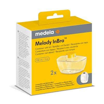 Medela Ersatz-Behälter mit Deckel, 150 ml, 2er-Pack, entwickelt für die Melody InBra™ Milchpumpe Medela Ersatz-Behälter mit Deckel, 150 ml, 2er-Pack, entwickelt für die Melody InBra™ Milchpumpe